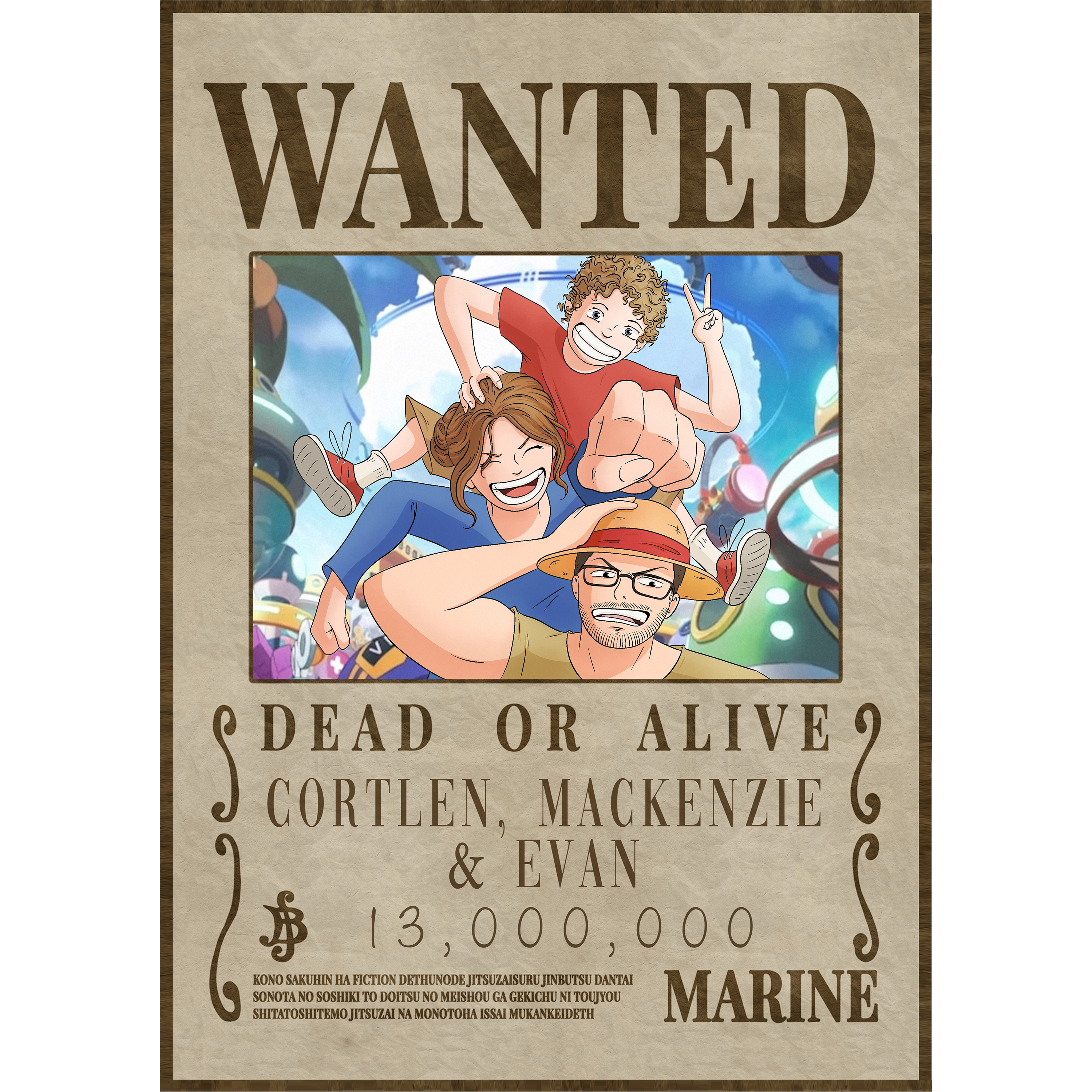 Poster Imprimé Wanted One Piece Personnalisé