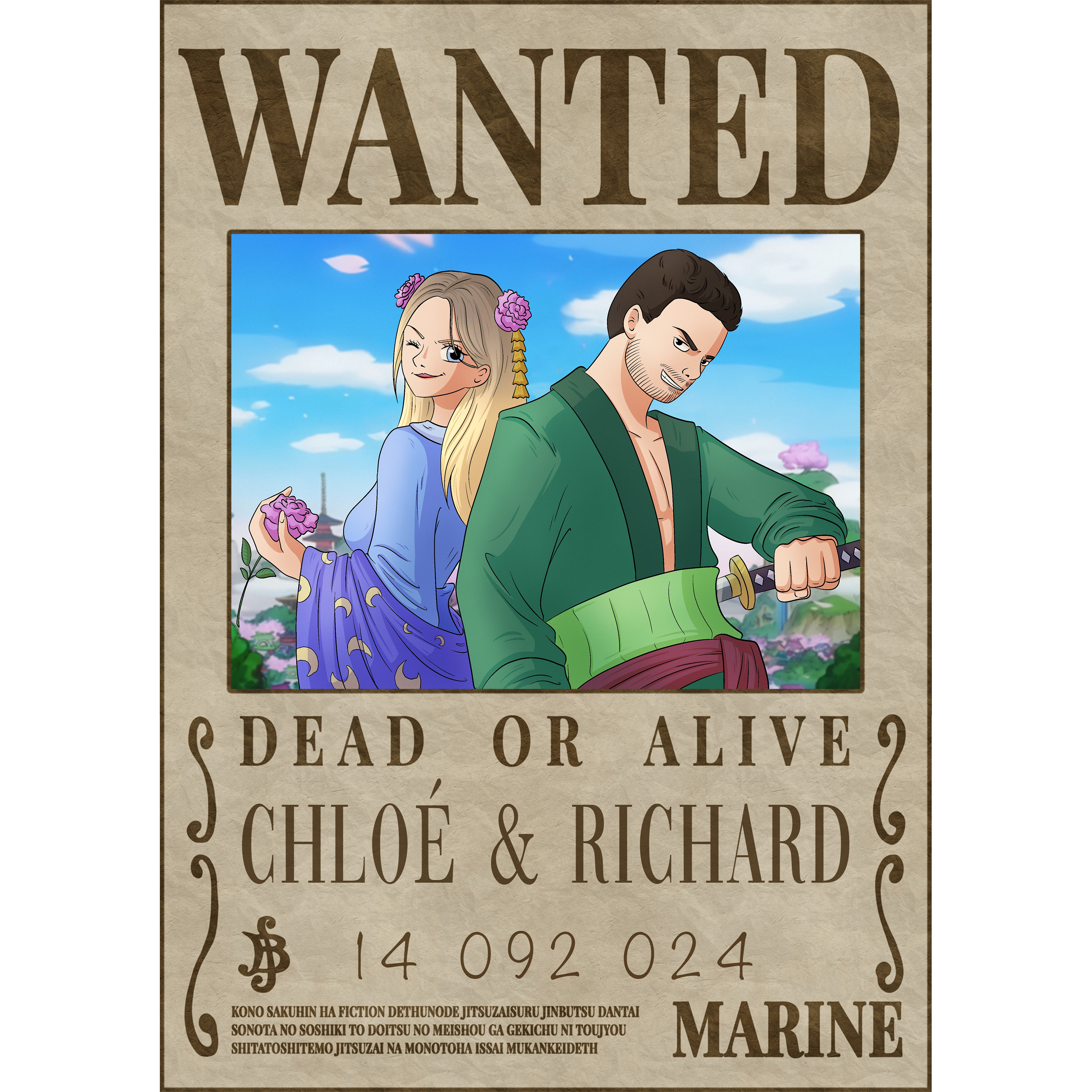 Poster Imprimé Wanted One Piece Personnalisé