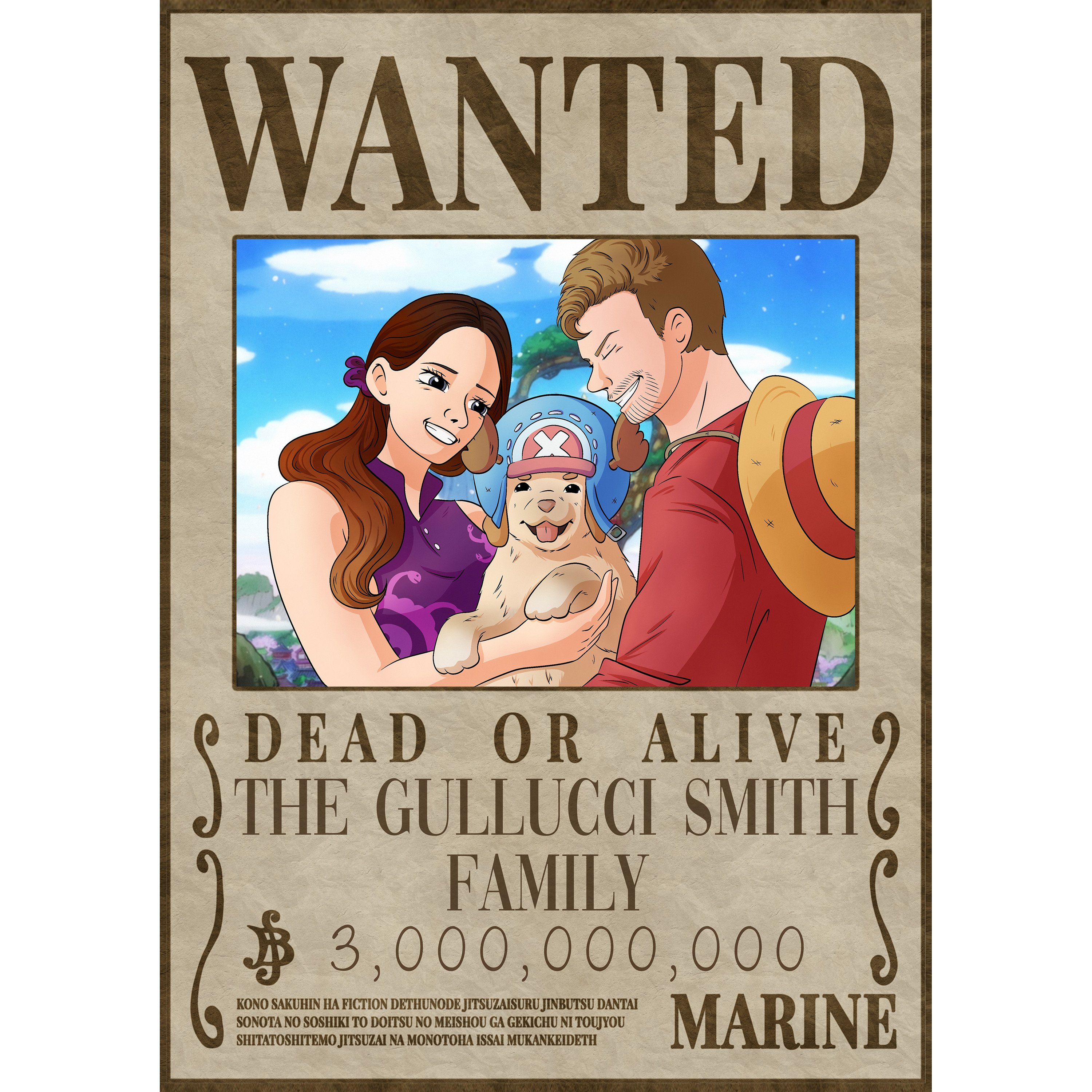 Poster Imprimé Wanted One Piece Personnalisé