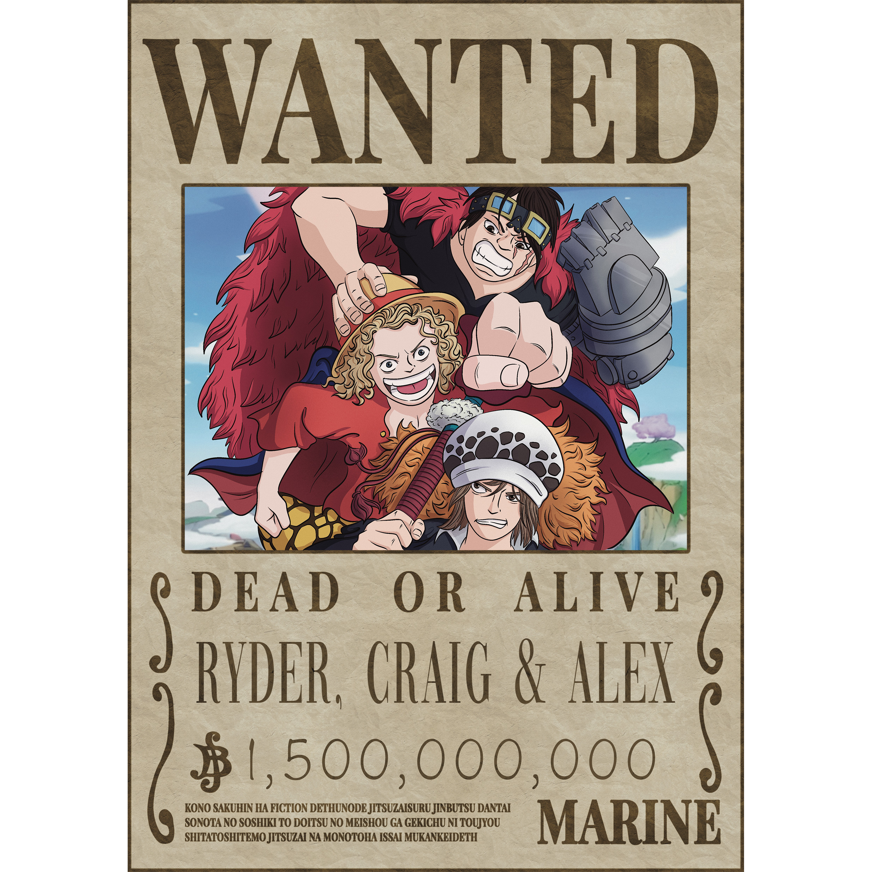 Poster Numérique Wanted One Piece Personnalisé