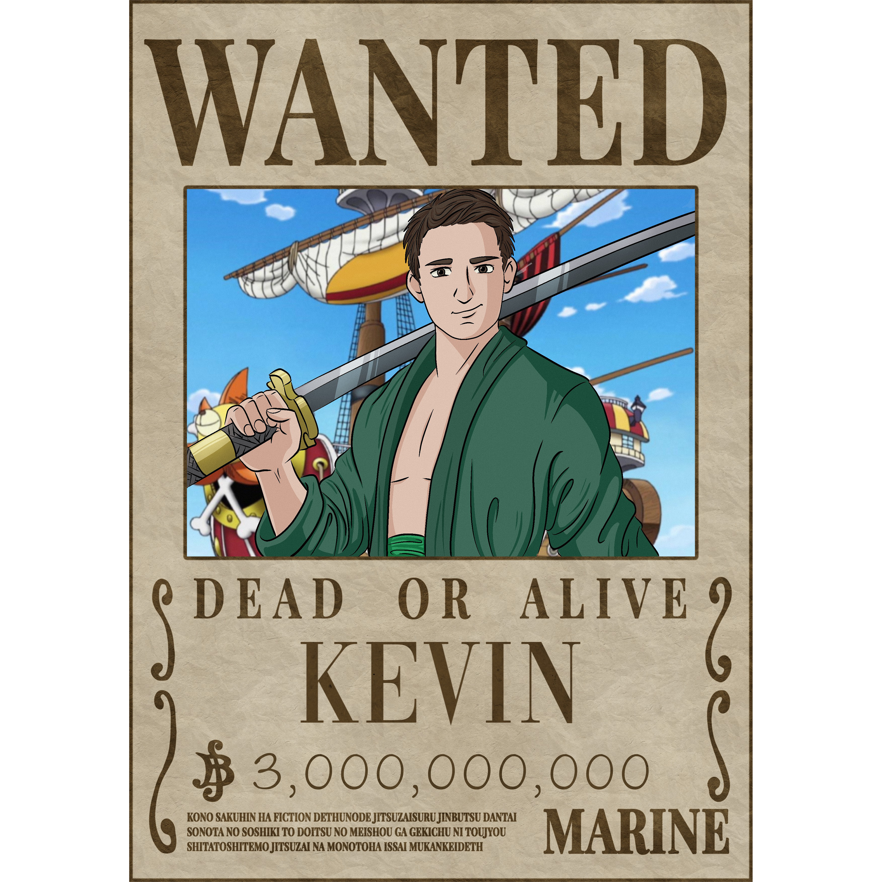 Poster Imprimé Wanted One Piece Personnalisé