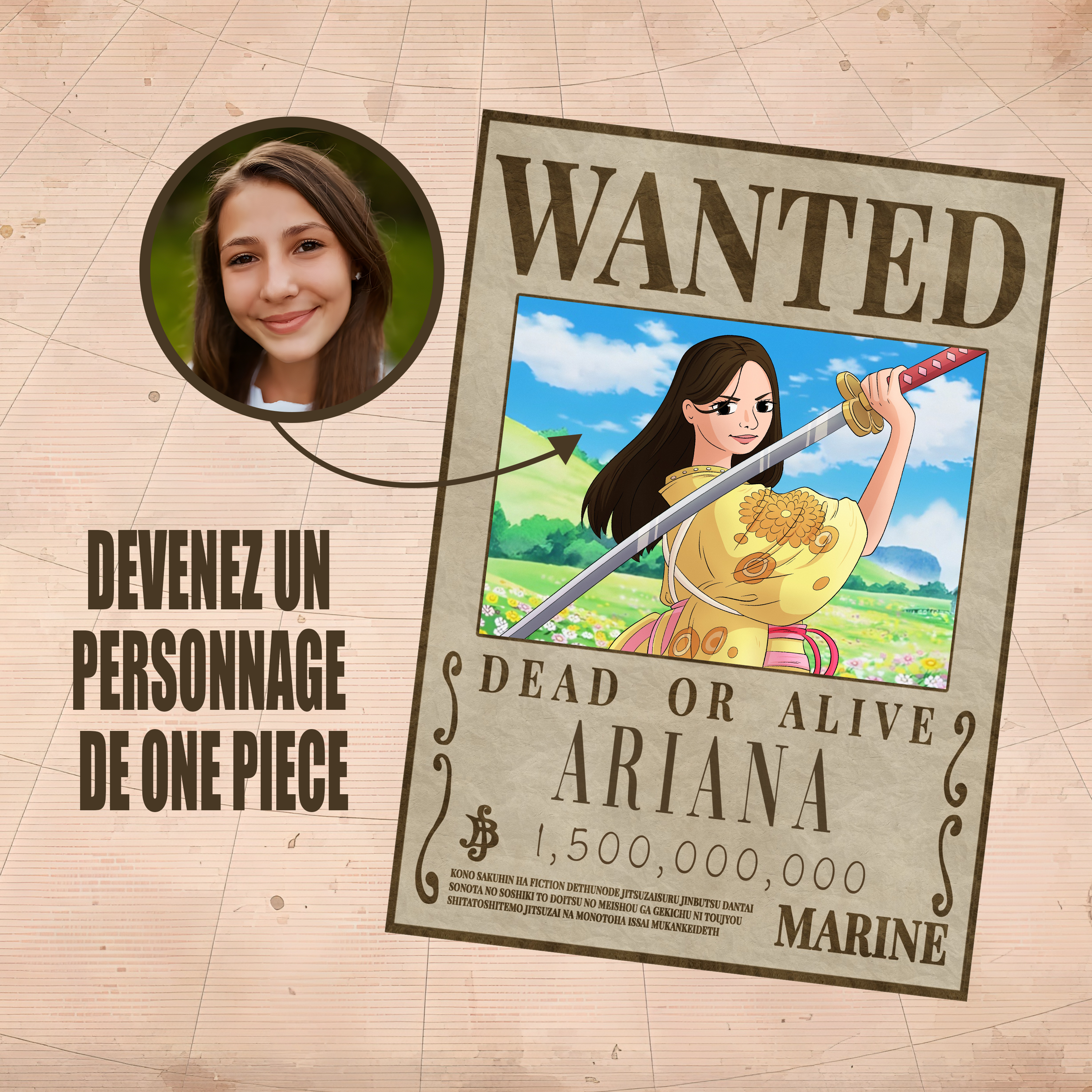 Poster Imprimé Wanted One Piece Personnalisé