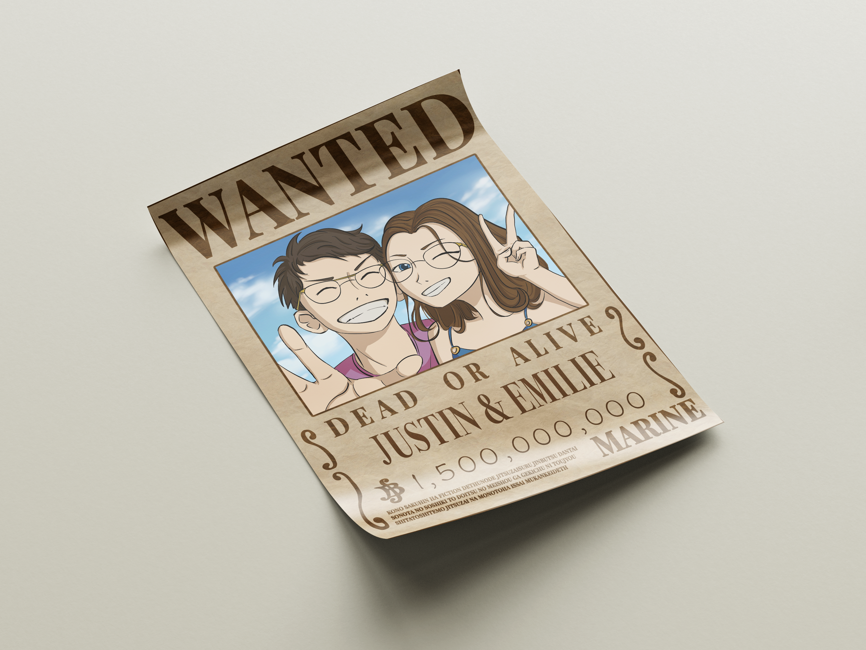 Poster Imprimé Wanted One Piece Personnalisé