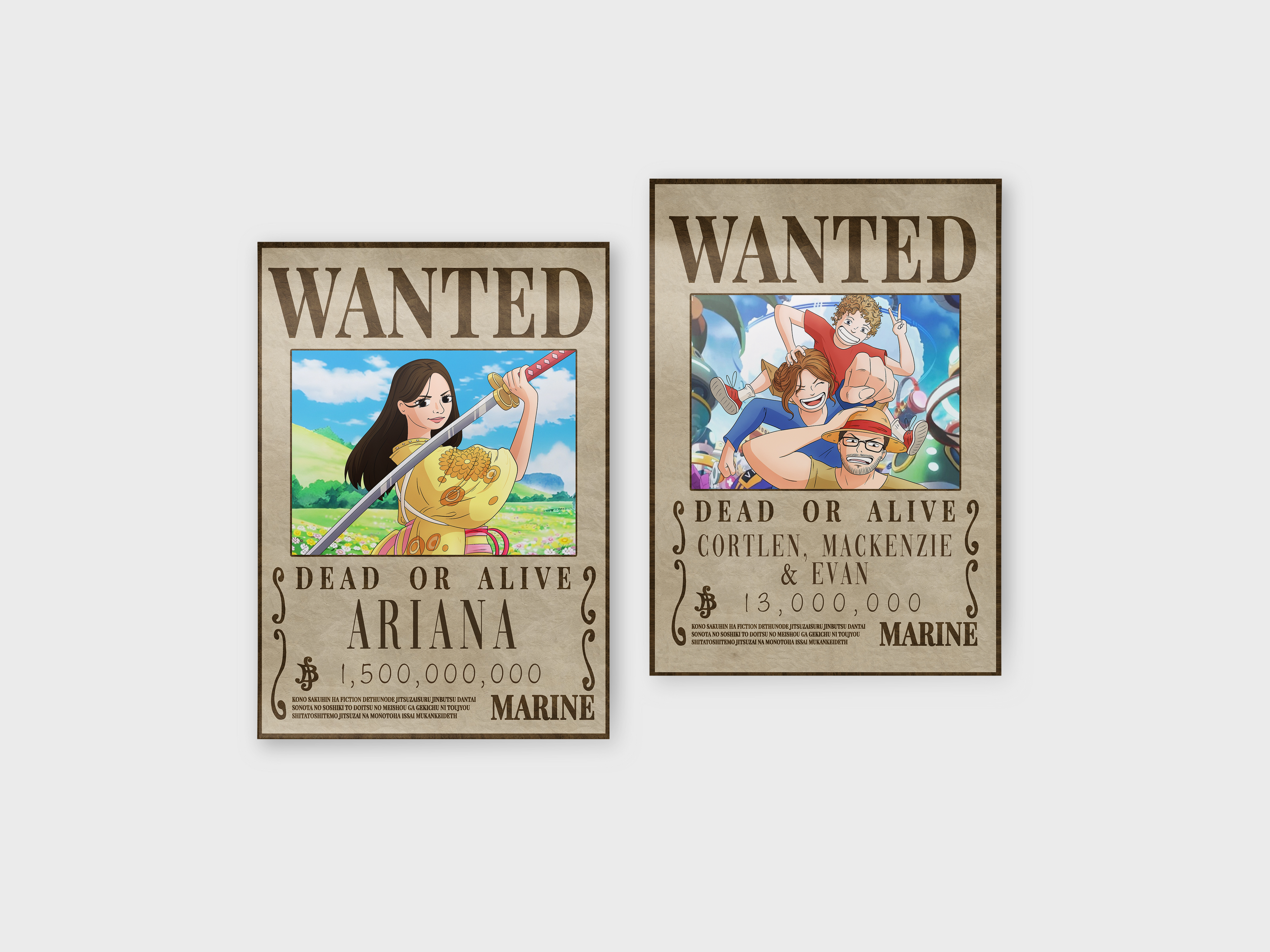 Poster Imprimé Wanted One Piece Personnalisé